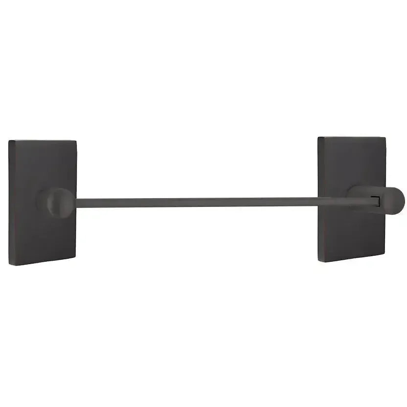 Emtek Modern Brass Towel Bar with Modern Rectangular Rosette in