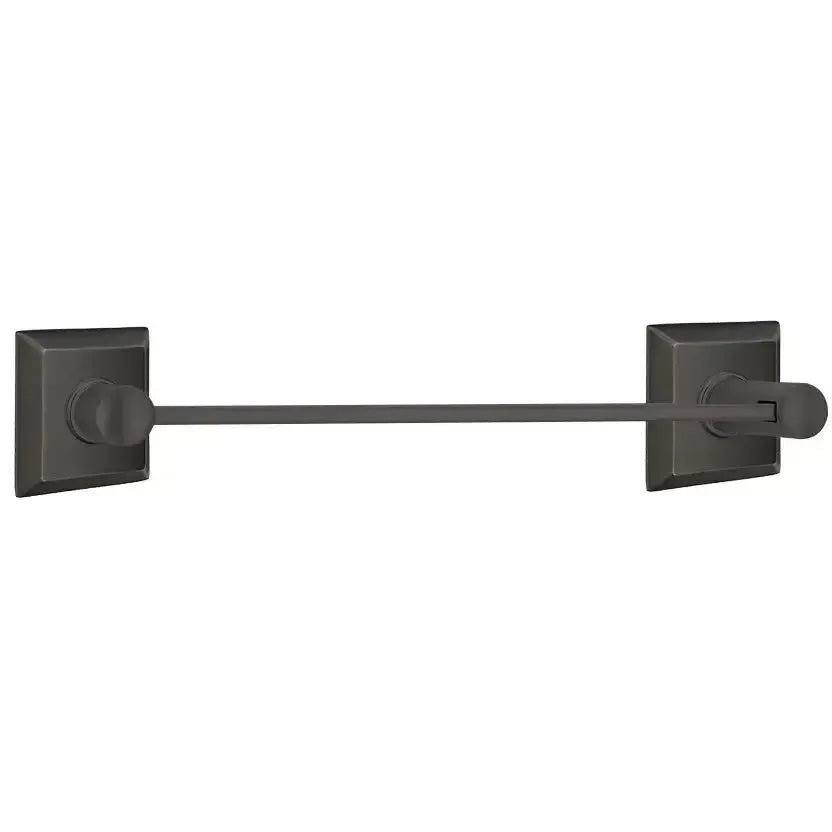 Emtek Modern Brass Towel Bar with Quincy Rosette in Oil Rubbed Bronze finish