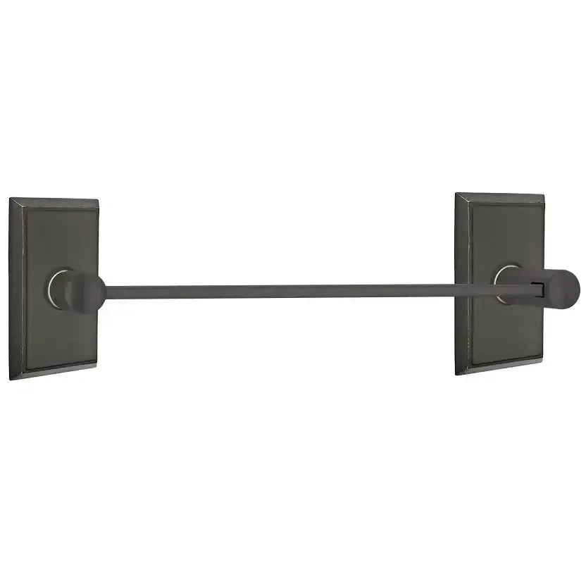 Emtek Modern Brass Towel Bar With Rectangular Rosette in