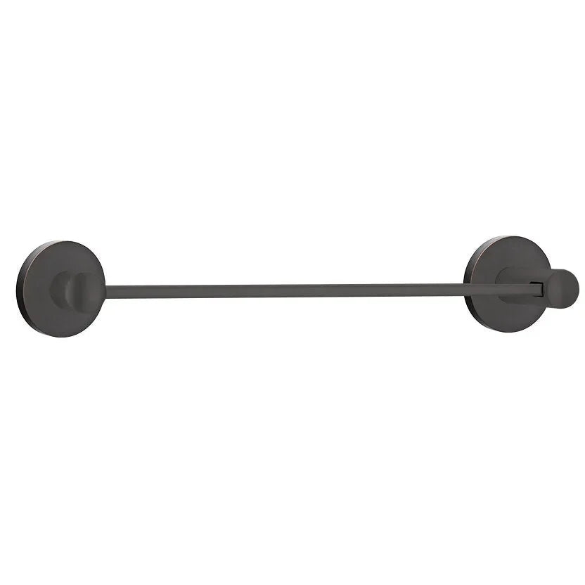 Emtek Modern Brass Towel Bar with Regular Disk Rosette Oil Rubbed Bronze