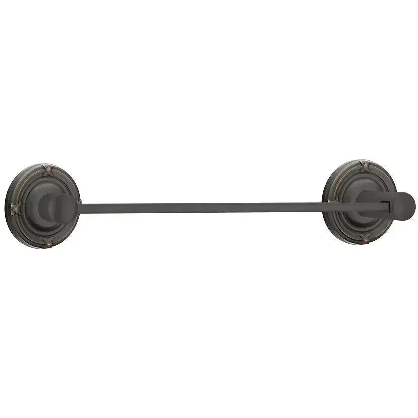 Emtek Modern Brass Towel Bar with Ribbon & Reed Rosette in Oil Rubbed Bronze finish