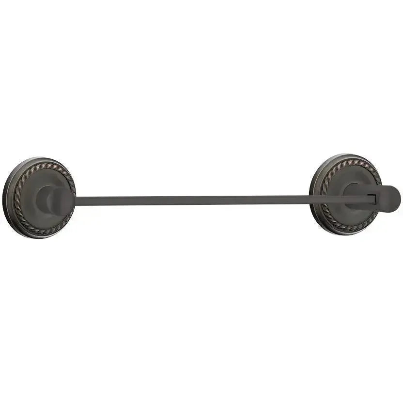 Emtek Modern Brass Towel Bar with Rope Rosette in