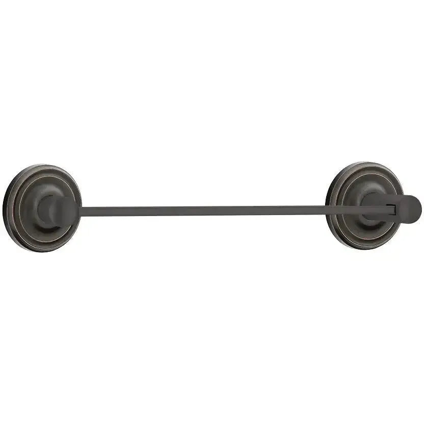 Emtek Modern Brass Towel Bar with Small Regular Rosette in Oil Rubbed Bronze finish