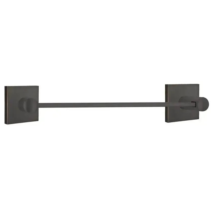 Emtek Modern Brass Towel Bar with Square Rosette in