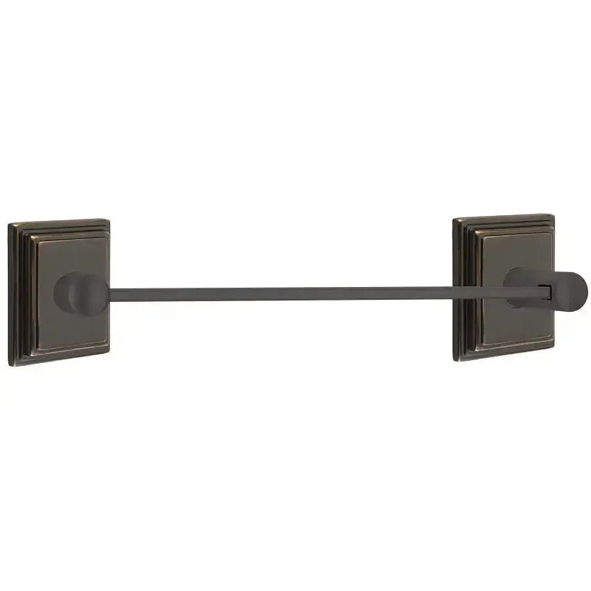 Emtek Modern Brass Towel Bar with Wilshire Rosette in