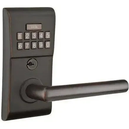 Emtek Modern Electronic Keypad Leverset with Stuttgart Lever in Oil Rubbed Bronze finish