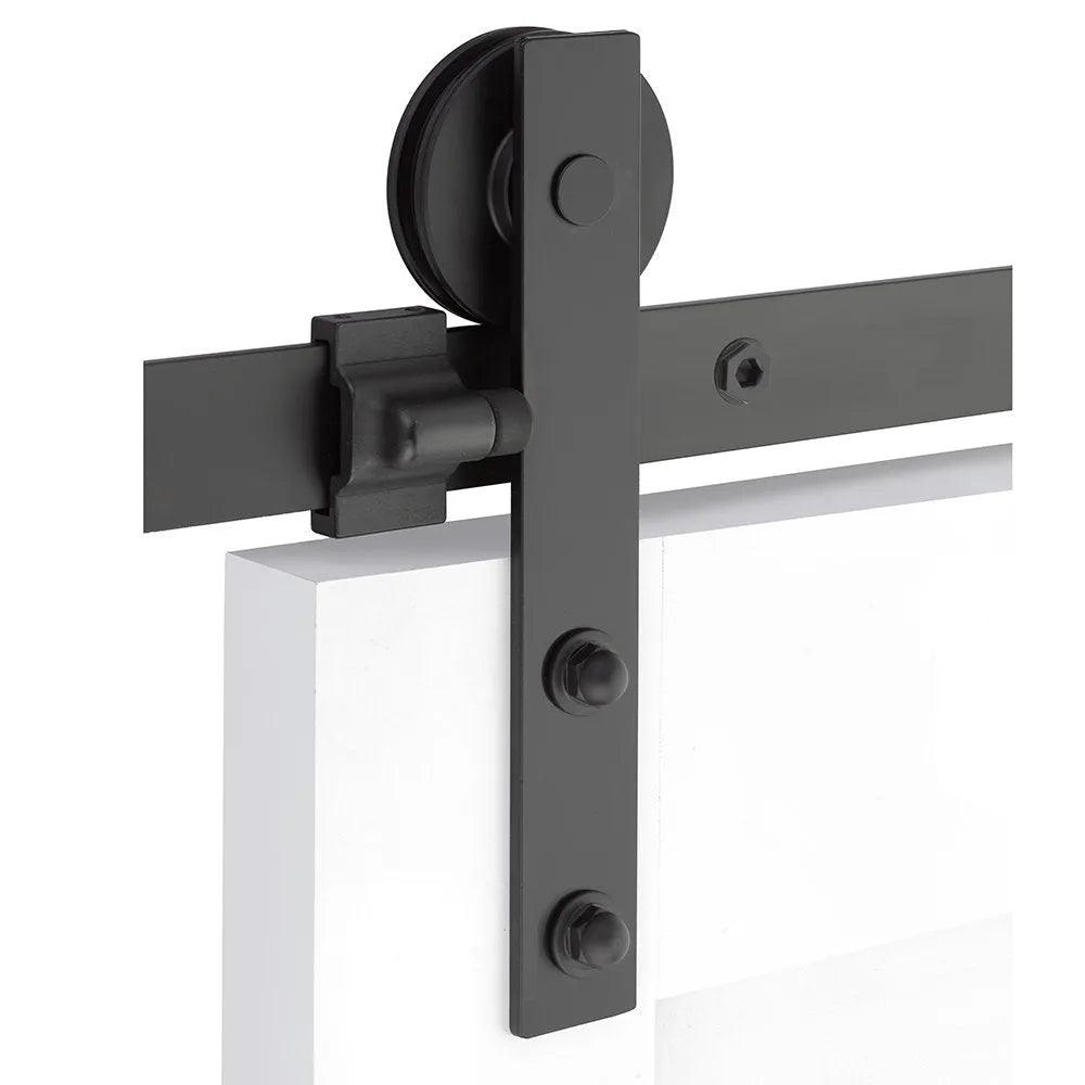 EmtekEmtek Modern Rectangular Face Mount Hanger 6'6" Track with Solid Wheel & Classic Fastener in