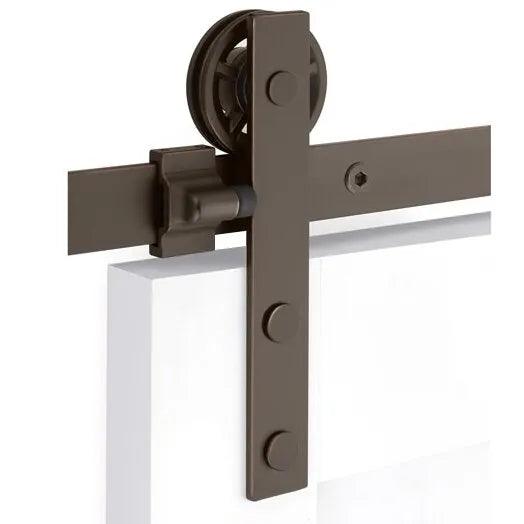 EmtekEmtek Modern Rectangular Face Mount Hanger 6'6" Track with Spoked Wheel & Flat Fastener in