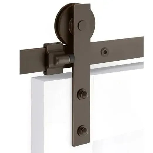 EmtekEmtek Modern Rectangular Face Mount Hanger 8' Track with Solid Wheel & Classic Fastener in