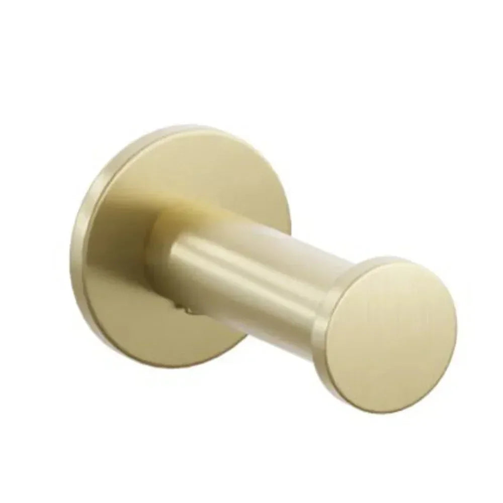 Emtek Modern Tubular Brass Single Robe Hook with Small Disc Rosette Satin Brass