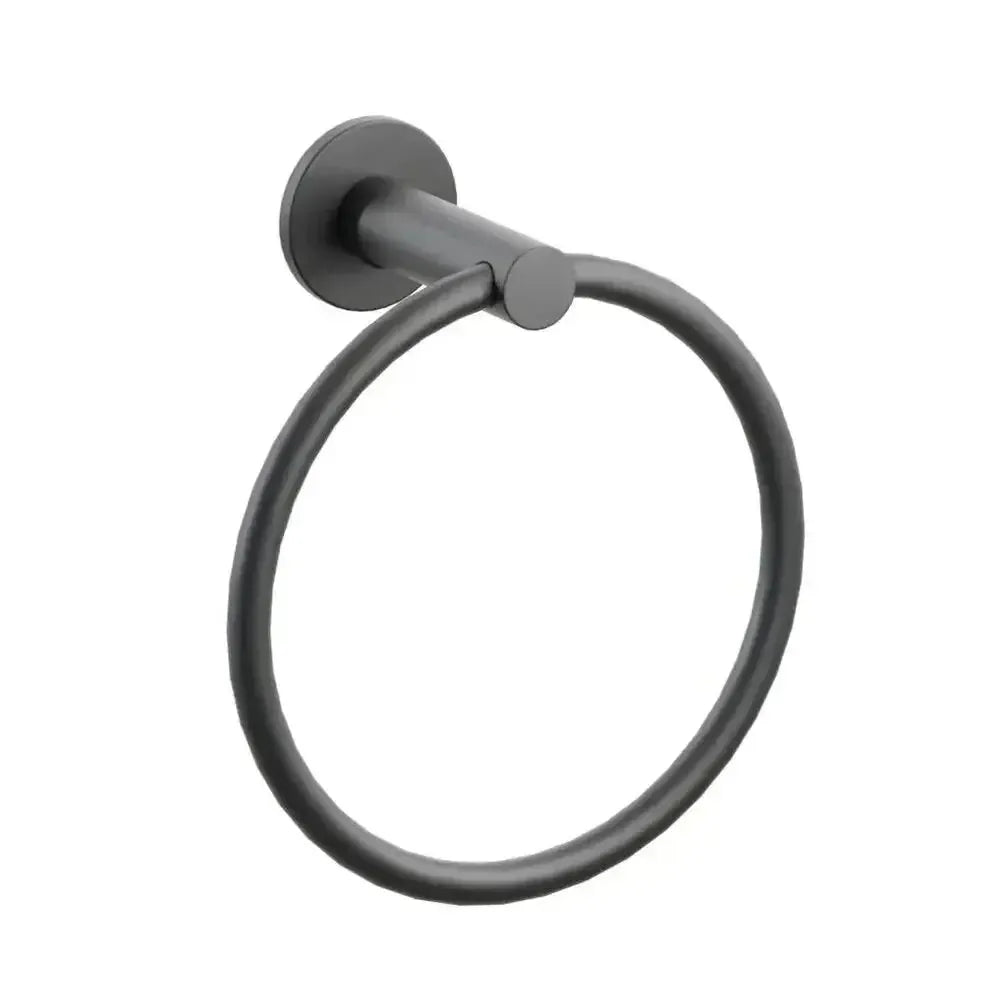 Emtek Modern Tubular Brass Towel Ring with Small Disc Rosette in