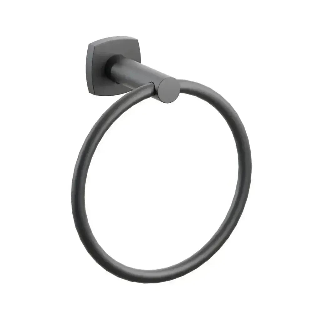 Emtek Modern Tubular Brass Towel Ring with Soft Square Rosette in