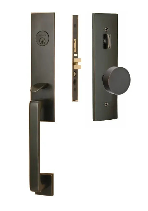 Emtek Mormont Mortise Entrance Handleset with Round Knob in Oil Rubbed Bronze finish