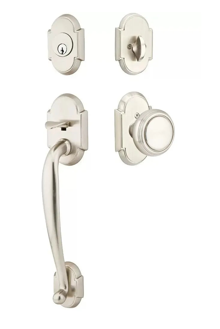 Emtek Nashville Tubular Handleset with Norwich Knob in Satin Nickel finish