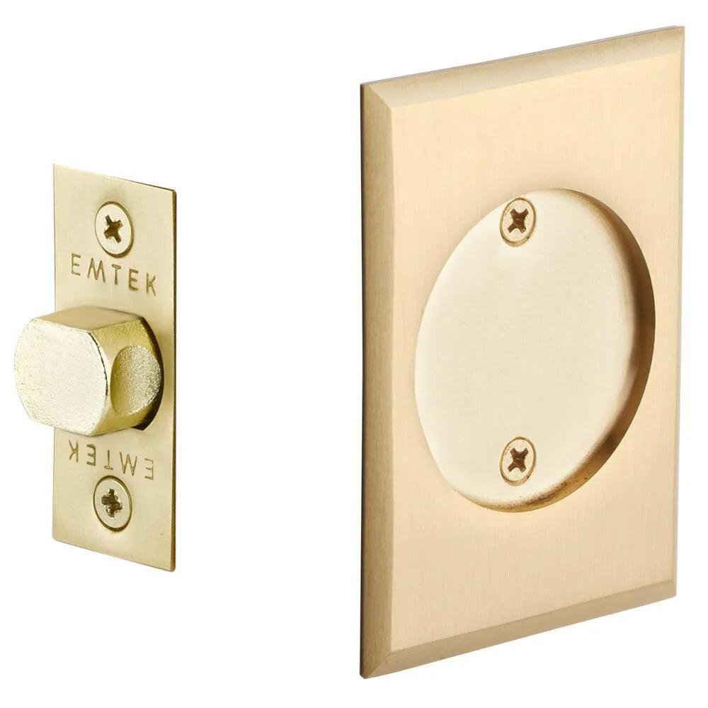 Emtek Passage Rectangular Pocket Door Tubular Lock Satin Brass