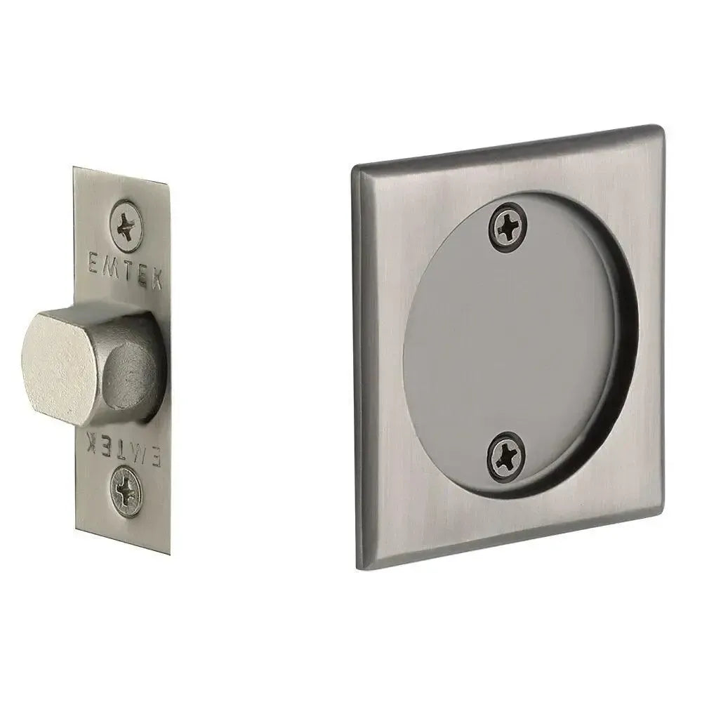 Emtek Square Pocket Door Tubular Lock in Pewter finish