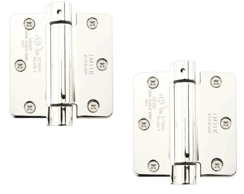 Emtek Plated Steel UL Listed Spring Hinge, 3.5" x 3.5" with 1/4" Radius Corners Lifetime Polished Nickel