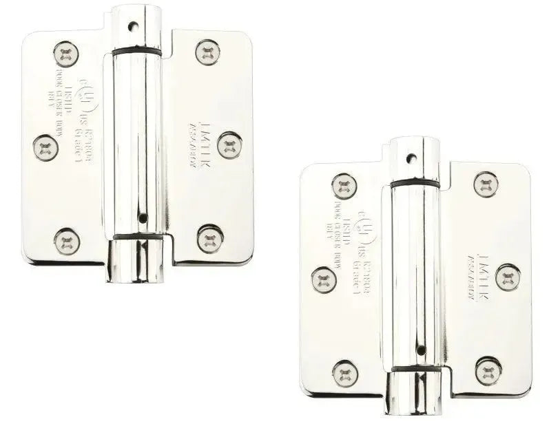 Emtek Plated Steel UL Listed Spring Hinge, 3.5" x 3.5" with 1/4" Radius Corners in Lifetime Polished Nickel finish