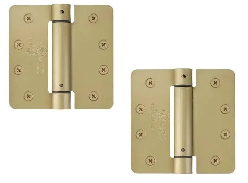 Emtek Plated Steel UL Listed Spring Hinge 4" x 4" with 1/4" Radius Corners in Satin Brass finish