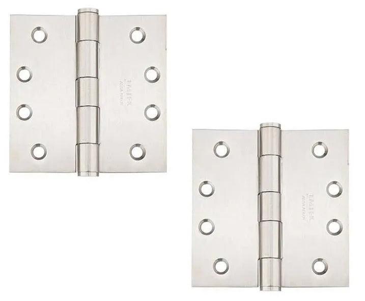 Emtek Residential Duty Stainless Steel Plain Bearing Hinge, 4" x 4" with Square Corners Brushed Stainless Steel