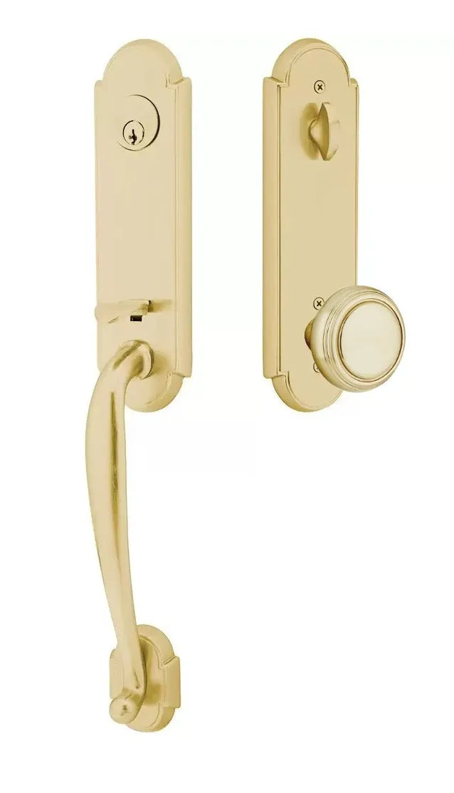 Emtek Richmond Tubular Handleset with Norwich Knob in Satin Brass finish