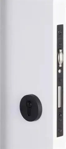 Emtek Round European Mortise Deadbolt with Integrated Roller Latch in Flat Black finish