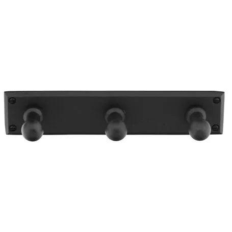 The Emtek Sandcast Bronze 3 Hook with Rectangular Plate in Flat Black Bronze Patina finish.