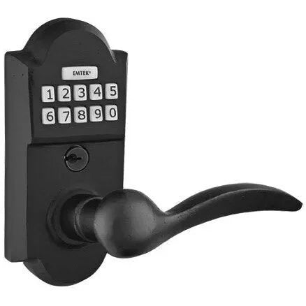 Emtek Sandcast Bronze Electronic Keypad Leverset with Durango Lever Flat Black Bronze Patina
