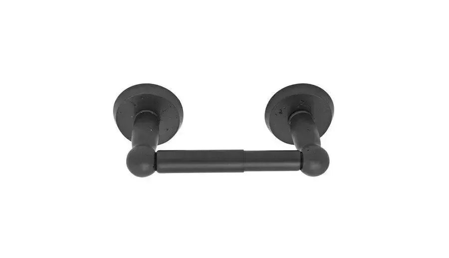 Emtek Sandcast Bronze Paper Holder - Spring Rod Style with #2 Rosette in Flat Black Bronze Patina finish