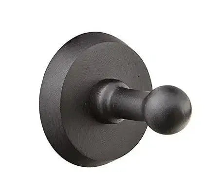 Emtek Sandcast Bronze Single Robe Hook with #2 Rosette in Flat Black Bronze Patina finish