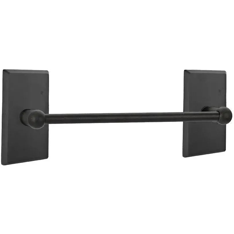 Emtek Sandcast Bronze Towel Bar with #3 Rosette in