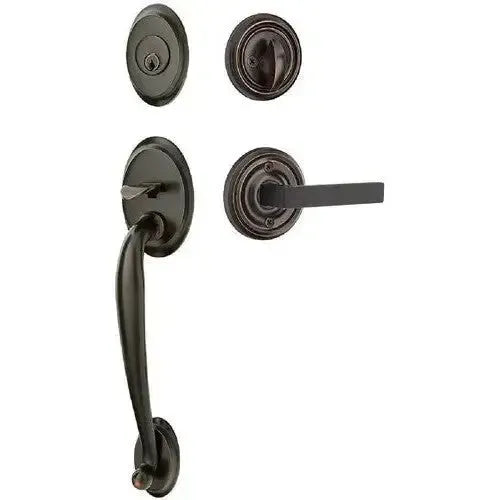 Emtek Saratoga Tubular Entrance Handleset With Dumont Lever in