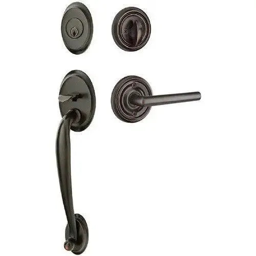 Emtek Saratoga Tubular Entrance Handleset With Stuttgart Lever in