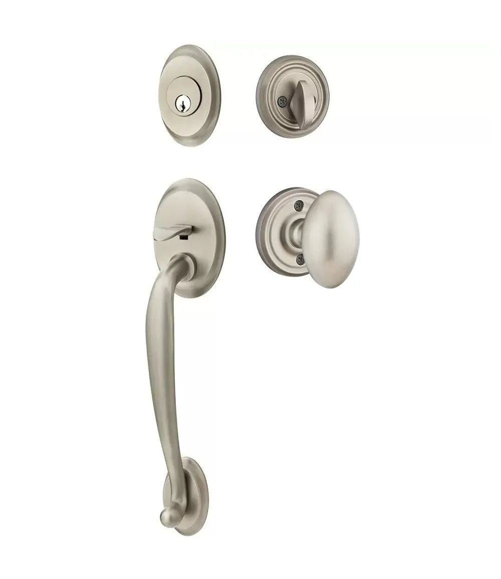 Emtek Saratoga Tubular Handleset with Egg Knob in Pewter finish