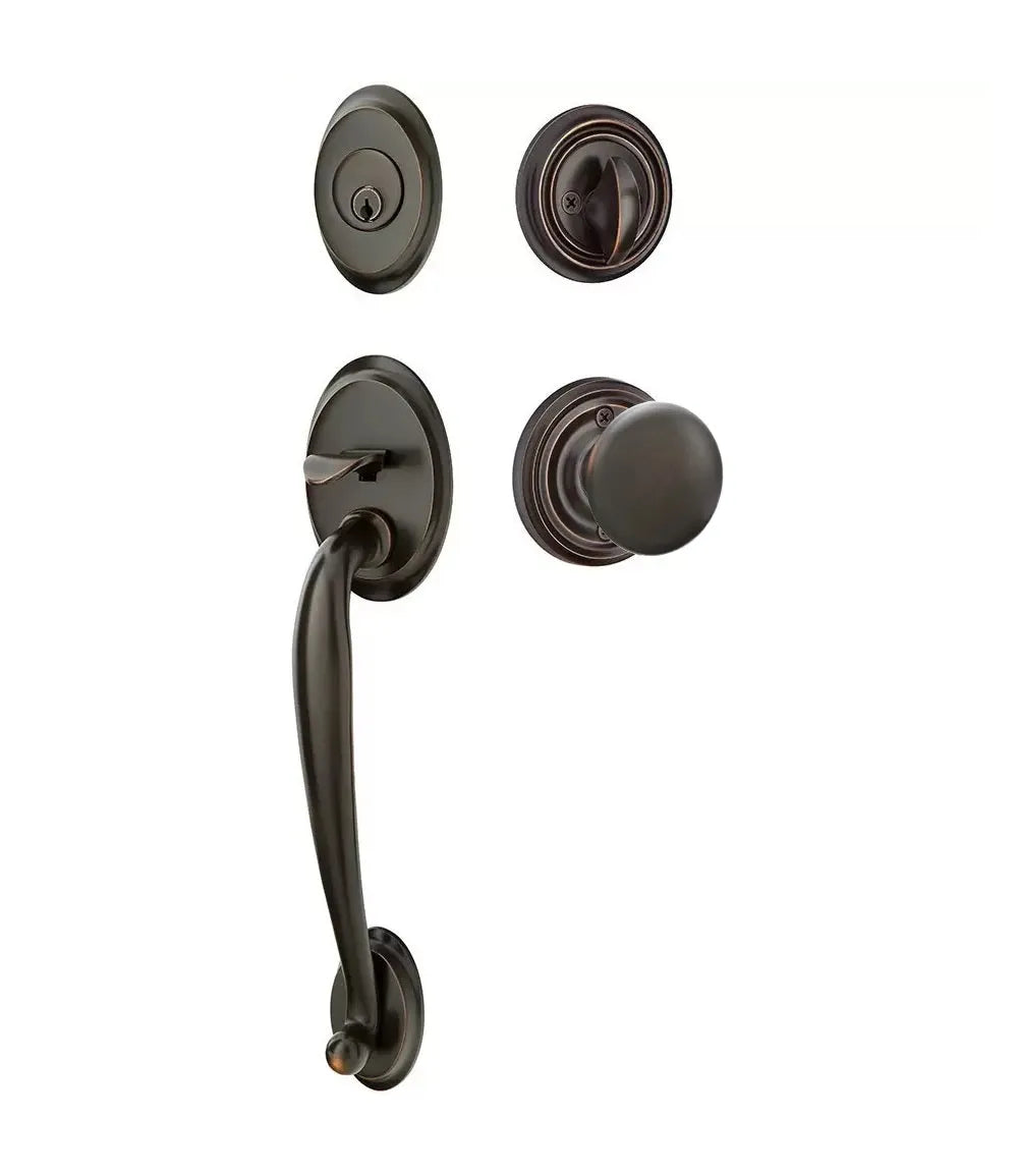 Emtek Saratoga Tubular Handleset with Providence Knob in Oil Rubbed Bronze finish