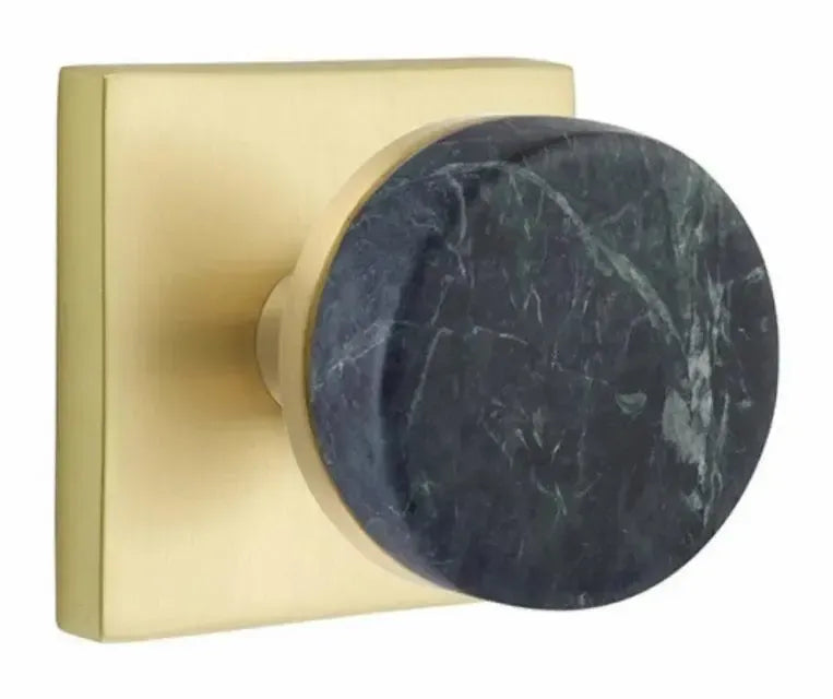 Emtek Select Conical Green Marble Knobset with Square Rosette in