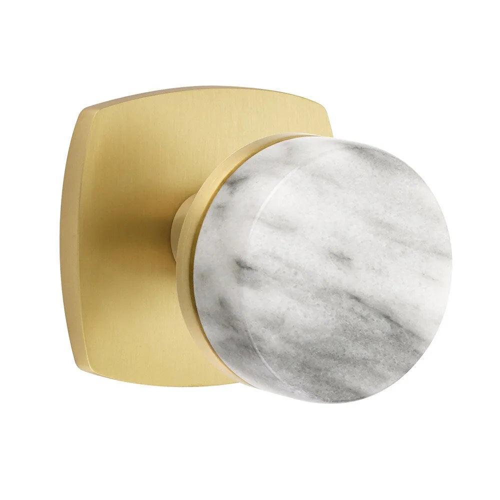 EmtekEmtek Select Conical White Marble Knob with Urban Modern Rosette in