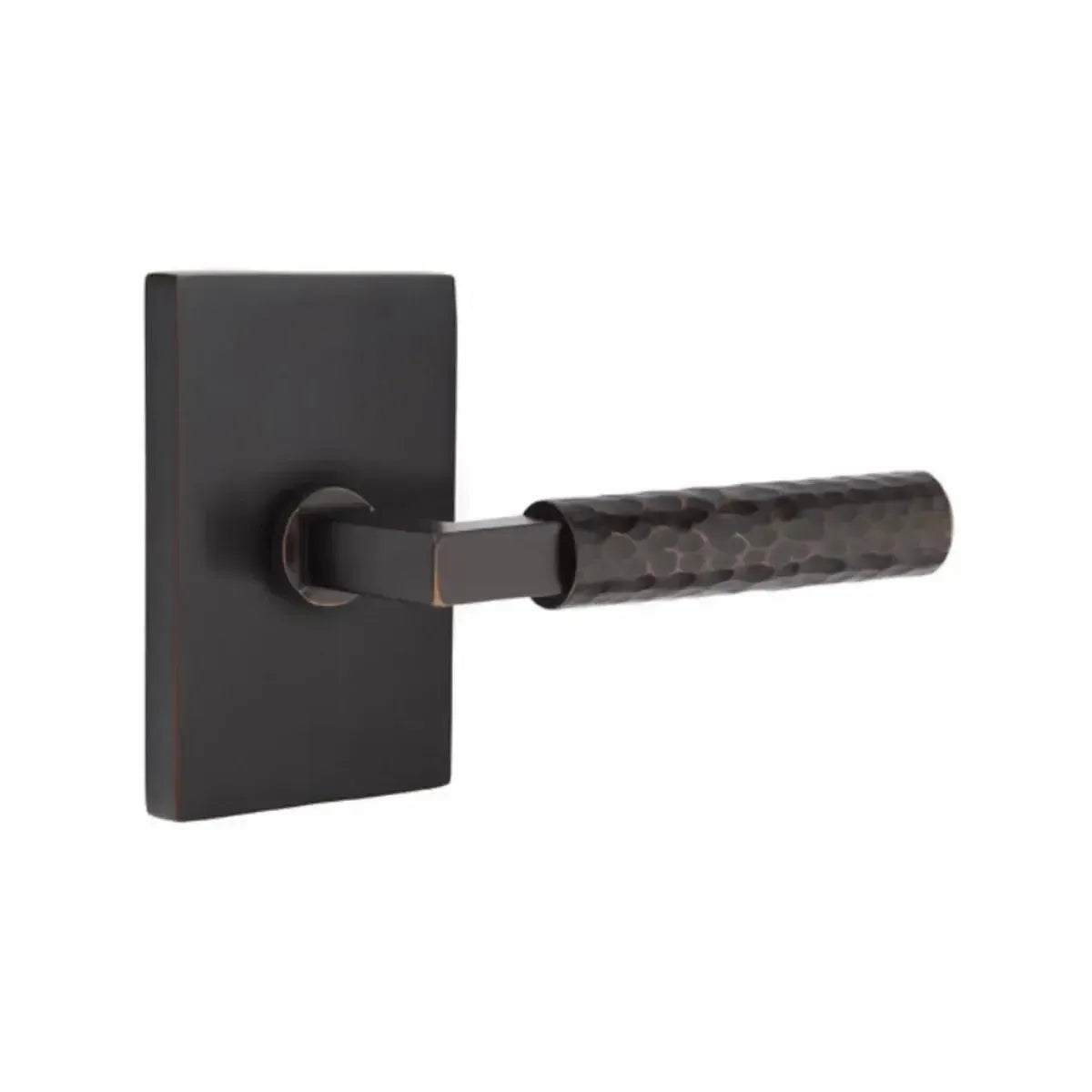 EmtekEmtek Select L-Square Hammered Lever with Modern Rectangular Rosette in