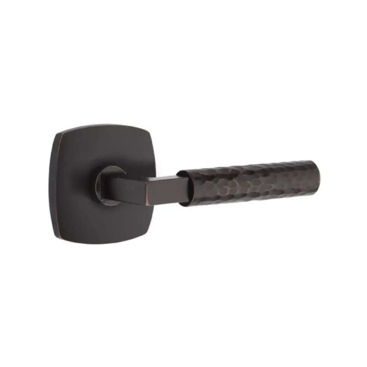 EmtekEmtek Select L-Square Hammered Lever with Urban Modern Rosette in