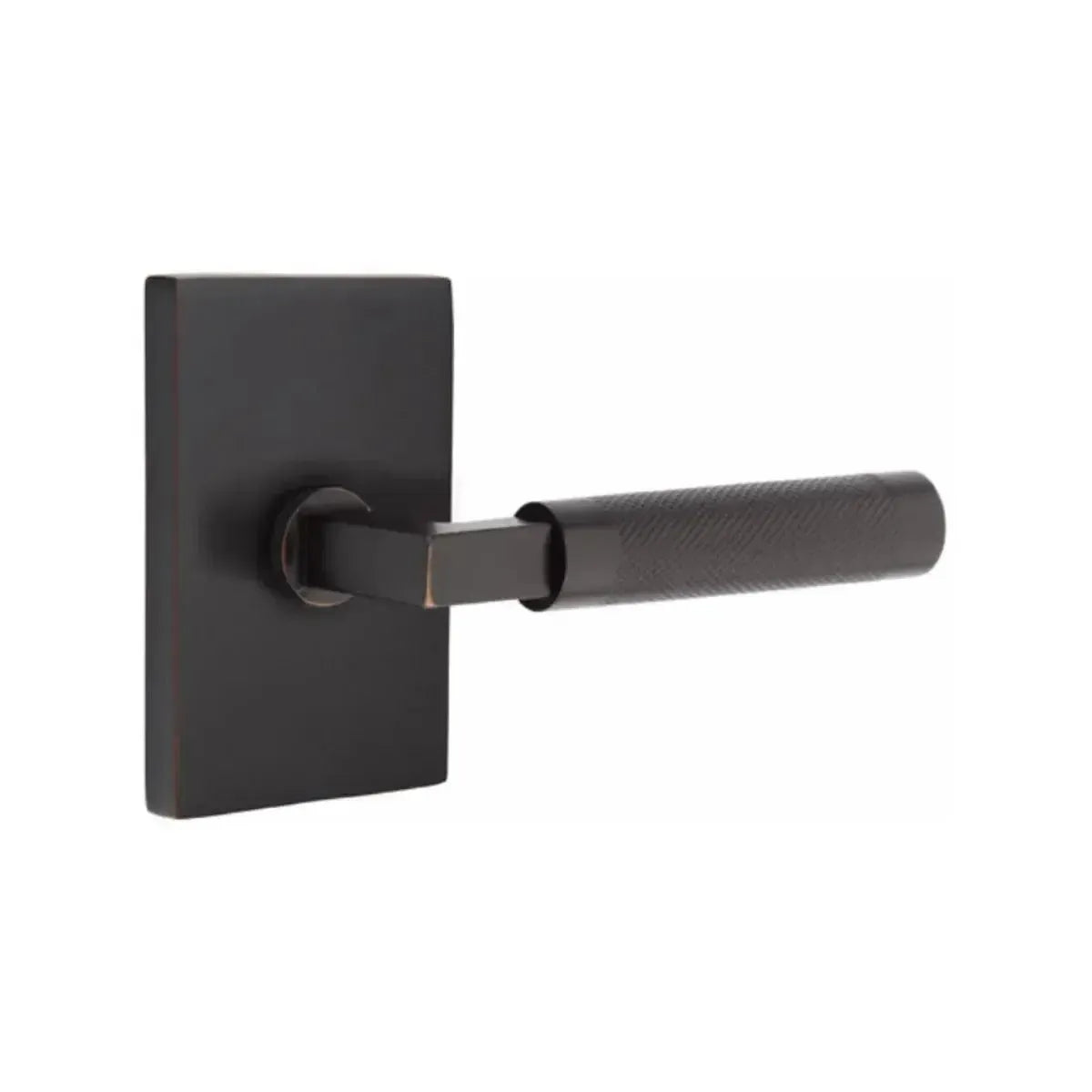 EmtekEmtek Select L-Square Knurled Lever with Modern Rectangular Rosette in
