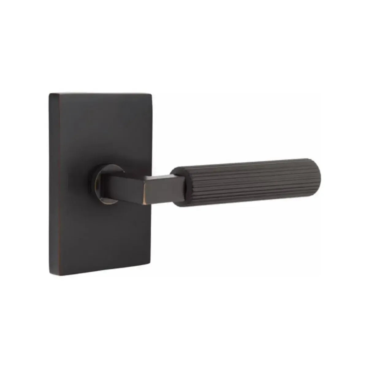EmtekEmtek Select L-Square Straight Knurled Lever with Modern Rectangular Rosette in