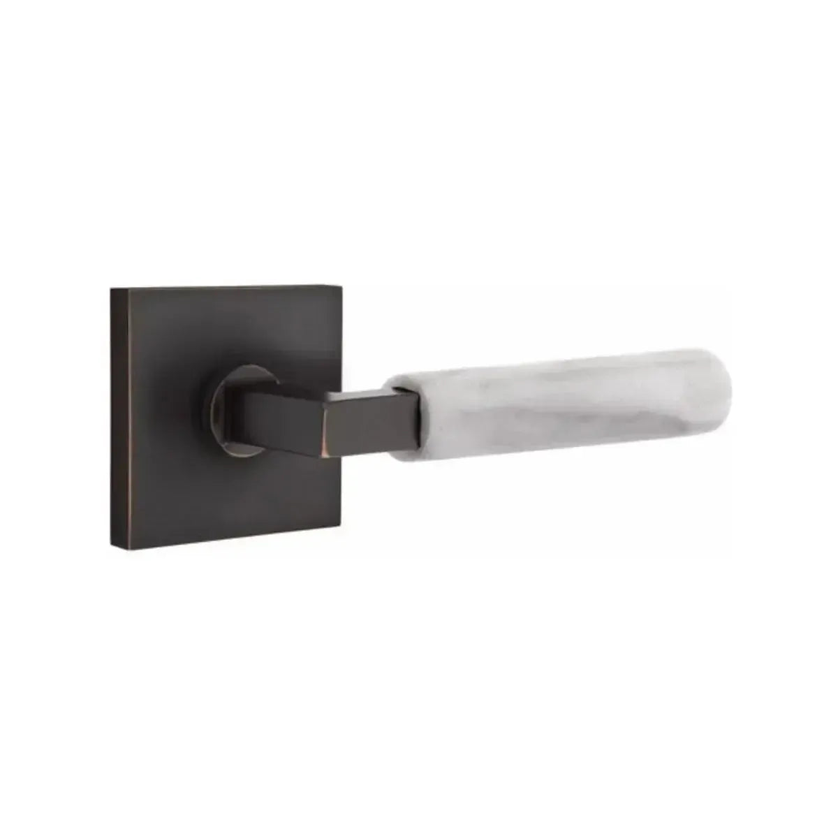 EmtekEmtek Select L-Square White Marble Lever with Square Rosette in