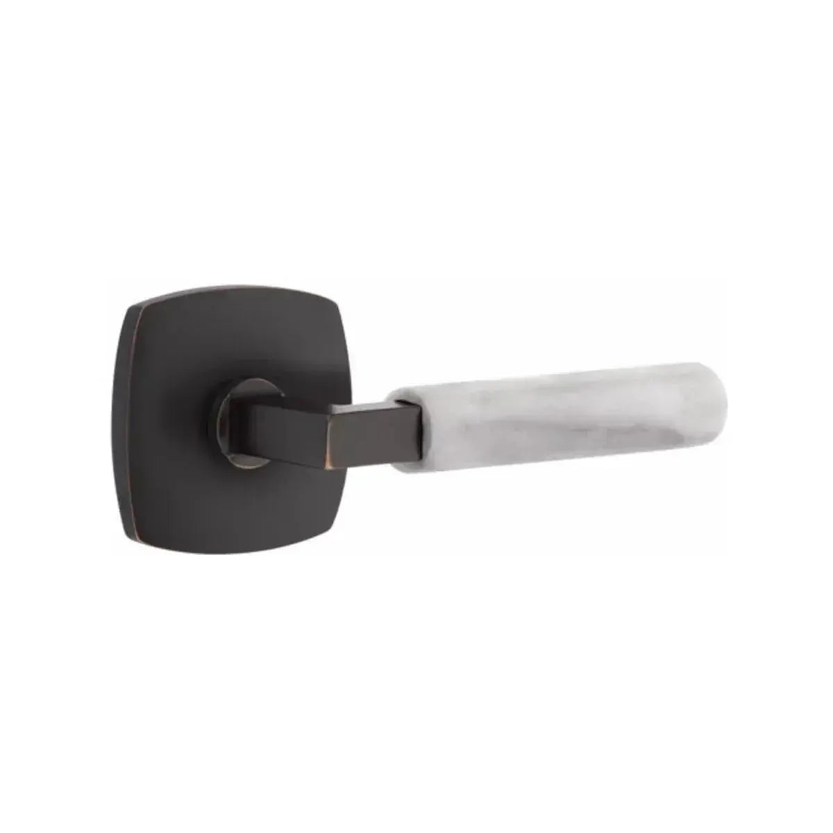 EmtekEmtek Select L-Square White Marble Lever with Urban Modern Rosette in