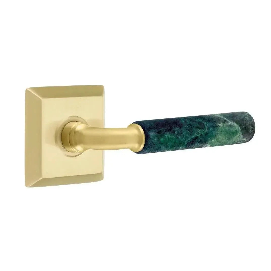 EmtekEmtek Select R-Bar Green Marble Lever with Quincy Rosette in