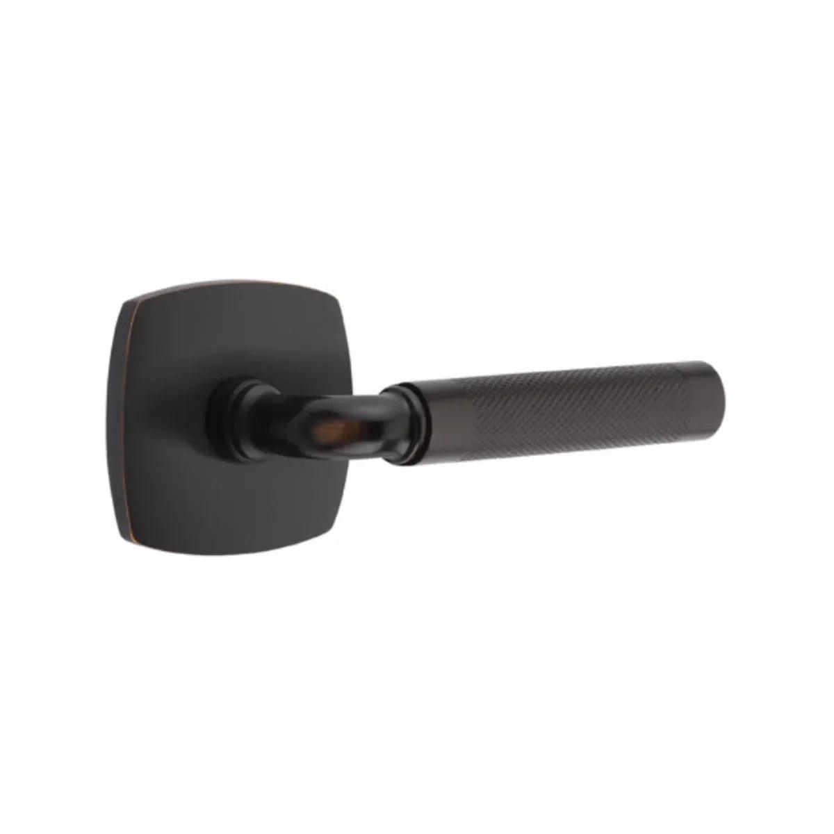 Emtek Select R-Bar Knurled Lever with Urban Modern Rosette Oil Rubbed Bronze