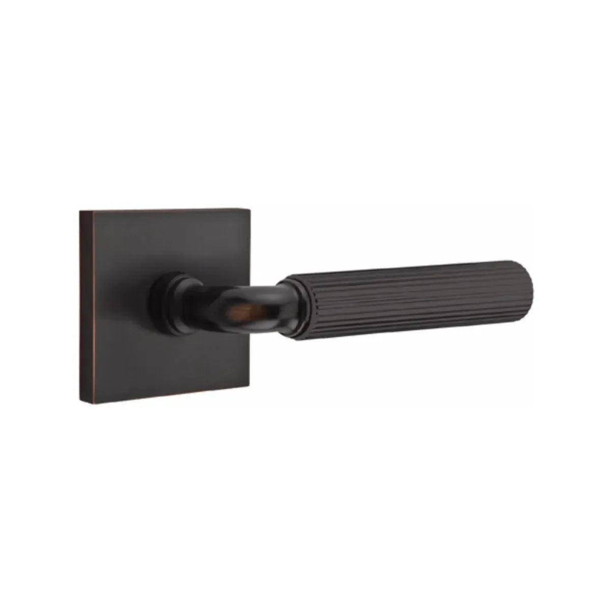 Emtek Select R-Bar Straight Knurled Lever with Square Rosette Oil Rubbed Bronze