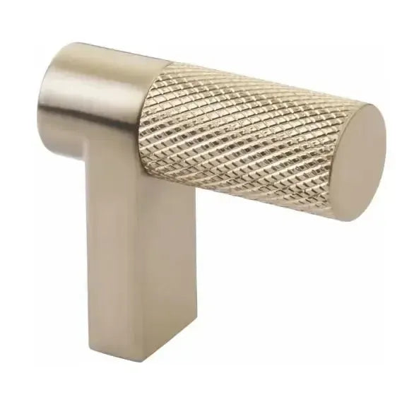 Emtek Select Rectangular Knurled Cabinet Finger Pull in Satin Brass finish