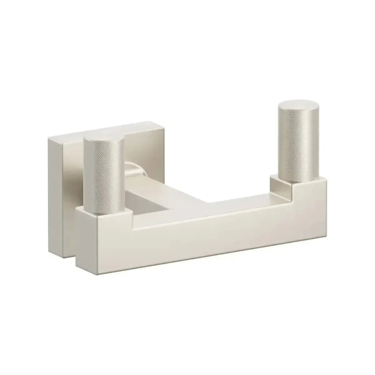 Emtek Select Square Stem with Knurled Tip Double Hook with Small Square Rosette in Satin Nickel finish