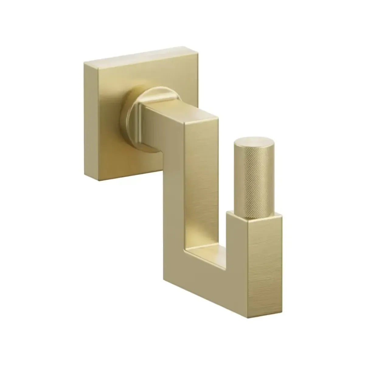 Emtek Select Square Stem with Knurled Tip U Hook with Small Square Rosette in Satin Brass finish