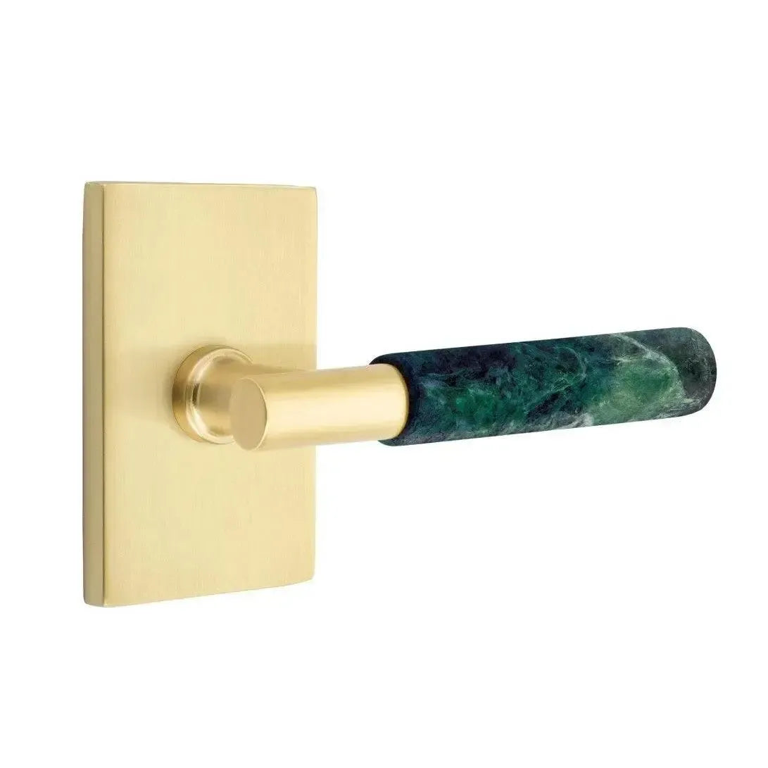 EmtekEmtek Select T-Bar Green Marble Lever with Modern Rectangular Rosette in